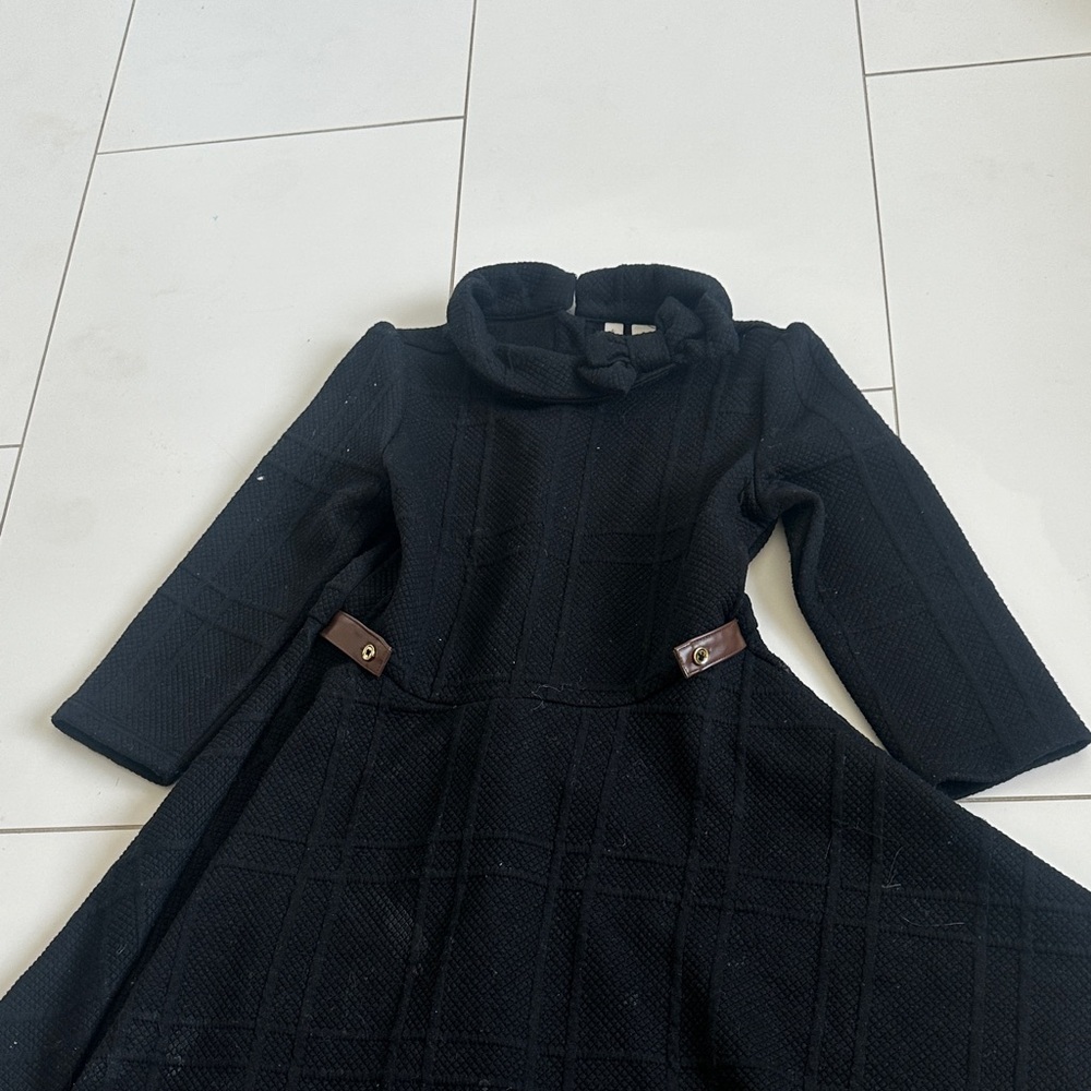 Janie and Jack Quilted Jacquard Dress Black 8 bow - Picture 3 of 4